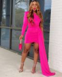 Solid One Shoulder Irregular Mini Dress YS-S812