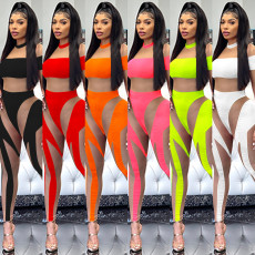 Sexy Mesh Patchwork Long Sleeve Jumpsuit BY-5781