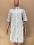 Casual Striped Short Sleeve Split Shirt OD-8487