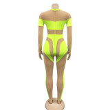 Sexy Mesh Patchwork Long Sleeve Jumpsuit BY-5781