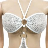 Sexy Sequin Tassel Hollow Out Halter Romper BY-5751