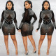 Sexy Hot Drilling Mesh Night Club Dress BY-5693