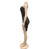 Sexy Hot Drilling Pearls Night Club Dress BY-5735
