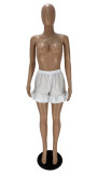Solid Ruffled Backless Two Piece Shorts Sets XYF-9139