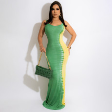 Sexy Printed Backless Sling Maxi Dress HNIF-HN083