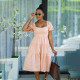 Solid Short Sleeve Bow-Tie Midi Dress HNIF-2170