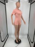 Solid Short Sleeve Zipper Romper YIM-206-1