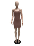 Solid Spaghetti Strap Slim Mini Dress MZ-2751