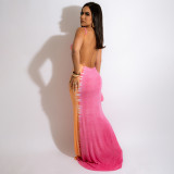 Sexy Printed Backless Sling Maxi Dress HNIF-HN083