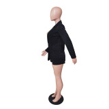 Solid Long Sleeve Blazer Coat And Shorts 2 Piece Sets BS-1310