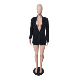 Solid Long Sleeve Blazer Coat And Shorts 2 Piece Sets BS-1310