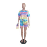 Colorful Striped Two Piece Shorts Sets (With Handbag)0BS-1309