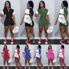 Casual Short Sleeve Baseball Sports Romper FOSF-8301