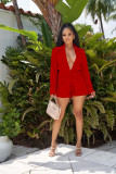 Solid Long Sleeve Blazer Coat And Shorts 2 Piece Sets BS-1310