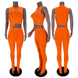 Sexy Printed Irregular Top And Pants 2 Piece Sets MDF-5318