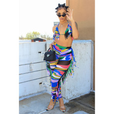 Sexy Printed Halter Bra And Pants 2 Piece Sets FOSF-8229