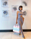 Sexy Printed Irregular Top And Pants 2 Piece Sets MDF-5318