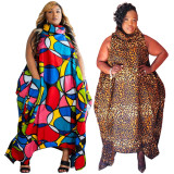 Plus Size Printed Sleeveless Loose Maxi Dress NNWF-7491