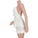 Sexy Ruffled Backless One Piece Cullottes MDF-5319