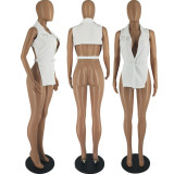 Solid Sleeveless Backless Top FOSF-8228
