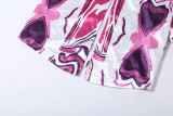 Casual Printed Short Sleeve Shirt Shorts Two Piece Set XEF-11569
