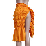 Fashion Sexy Solid Color Slit Ruched Skirt YS-S813