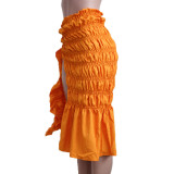 Fashion Sexy Solid Color Slit Ruched Skirt YS-S813