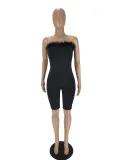 Chest Wrap Feather Decorate Slim Playsuits NM-8516