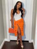 Fashion Sexy Solid Color Slit Ruched Skirt YS-S813