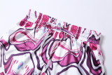 Casual Printed Short Sleeve Shirt Shorts Two Piece Set XEF-11569