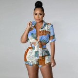 Paisley Print Shirt Shorts Two Piece Sets GLF-10105