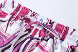 Casual Printed Short Sleeve Shirt Shorts Two Piece Set XEF-11569