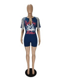 Fashion Print Tassel Short Sleeve Rompers NM-8515