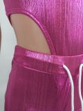 Fashion Sexy Solid Color Bodysuits And Shorts 2 Piece Sets YD-8622