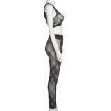 Sexy Printed Mesh See Through Tank Top And Pants 2 Piece Sets XEF-10381