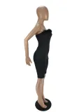 Chest Wrap Feather Decorate Slim Playsuits NM-8516