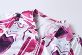 Casual Printed Short Sleeve Shirt Shorts Two Piece Set XEF-11569