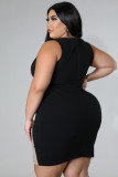 Plus Size Hot Drilling Mesh Patchwork Bodycon Dress OSM-5303