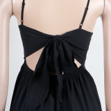 Black High Waist Backless Sling Long Dress NY-2430