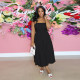 Black High Waist Backless Sling Long Dress NY-2430