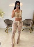 Sexy Crochet Hollow Out Two Piece Pants Sets OSM-4360