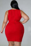 Plus Size Hot Drilling Mesh Patchwork Bodycon Dress OSM-5303