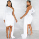 Solid One Shoulder Irregular Bodycon Dress BY-5817