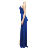 Solid One Shoulder Irregular Bodycon Dress BY-5817
