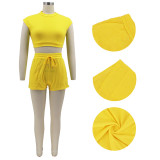 Solid Sports T Shirt And Shorts Two Piece Sets SFY-2168