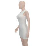 Solid Ribbed Knit Sleeveless Slim Mini Dress SH-390321