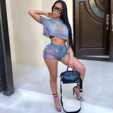 Plus Size Sexy See Through 2 Piece Shorts Sets (Without Underwear)LSD-8092