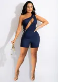 Sexy One Shoulder Sleeveless Zipper Romper ME-8119