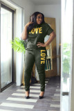Plus Size Lettter Print Two Piece Pants Sets LSD-88055