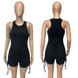 Solid Sleeveless Ruched Romper ME-8139